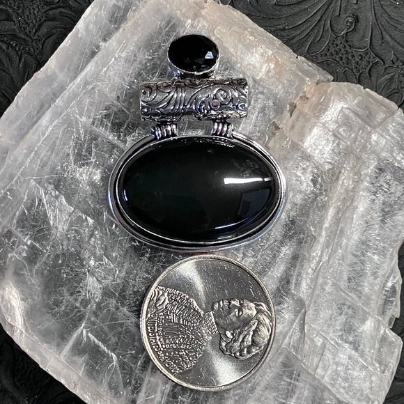 Witchy Black Obsidian Stone Jewelry Crystal Pendant - Picture 3 of 5